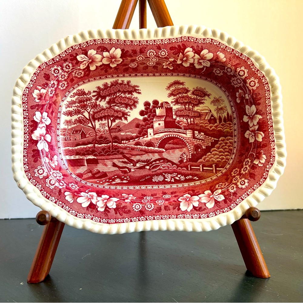 Copeland Spode Tower Pink Rectangular Vegetable Bowl 9.5 Inch